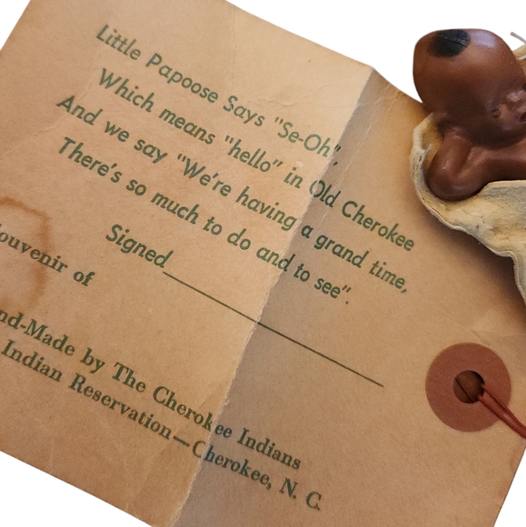 Vintage Cherokee Papoose and Postcard Circa 1950 - Picture 5 of 5